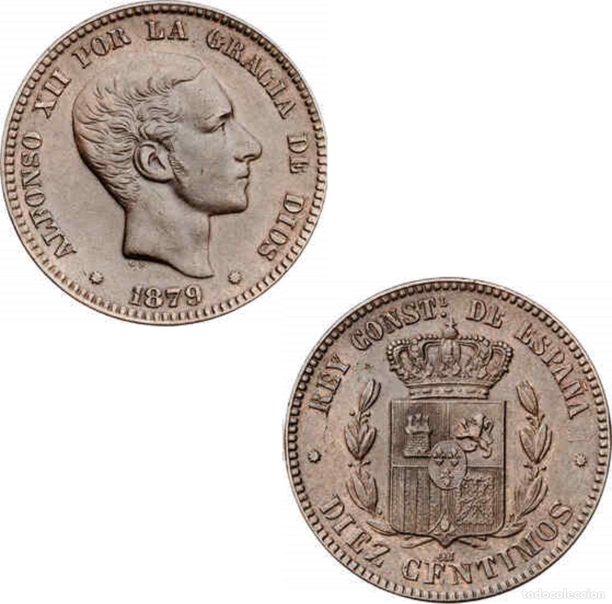 Monedas de Espa&ntilde;a: *GUTSE*346-ALFONSO XII, 10 C&Eacute;NTIMOS 1879, BARCELONA OM, EBC.