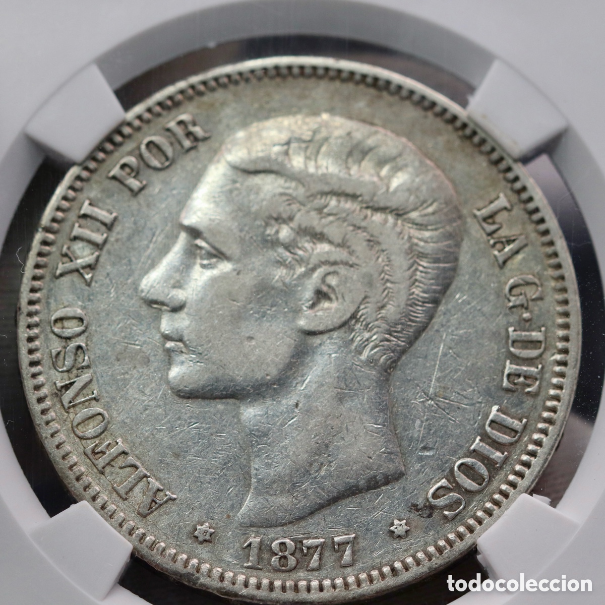 Monedas de Espa&ntilde;a: Alfonso XII, 5 Pesetas de 1877 - Foto 5
