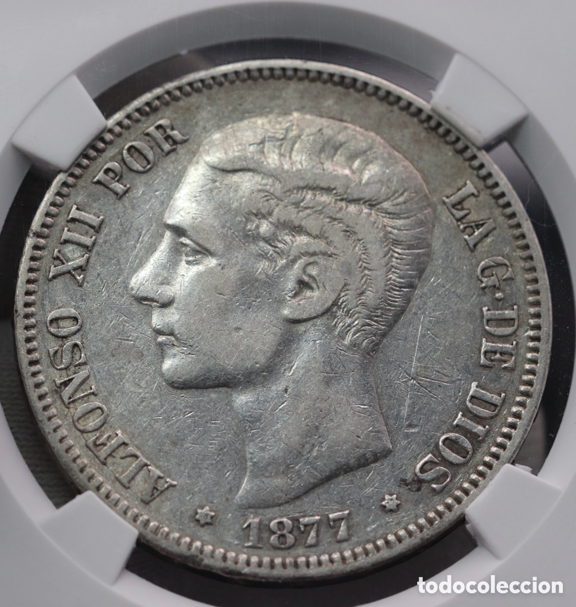 Monedas de Espa&ntilde;a: Alfonso XII, 5 Pesetas de 1877 - Foto 1