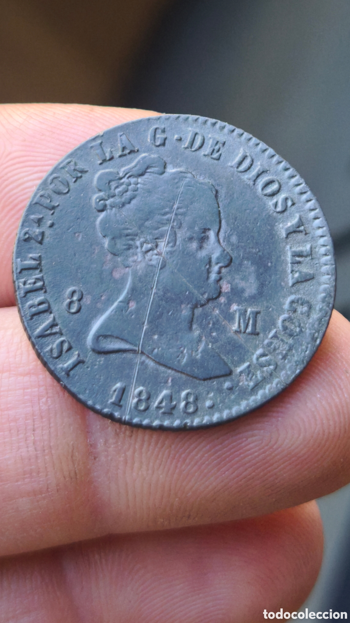 Monedas de Espa&ntilde;a: Isabel II 1848 8 maravedis JUBIA