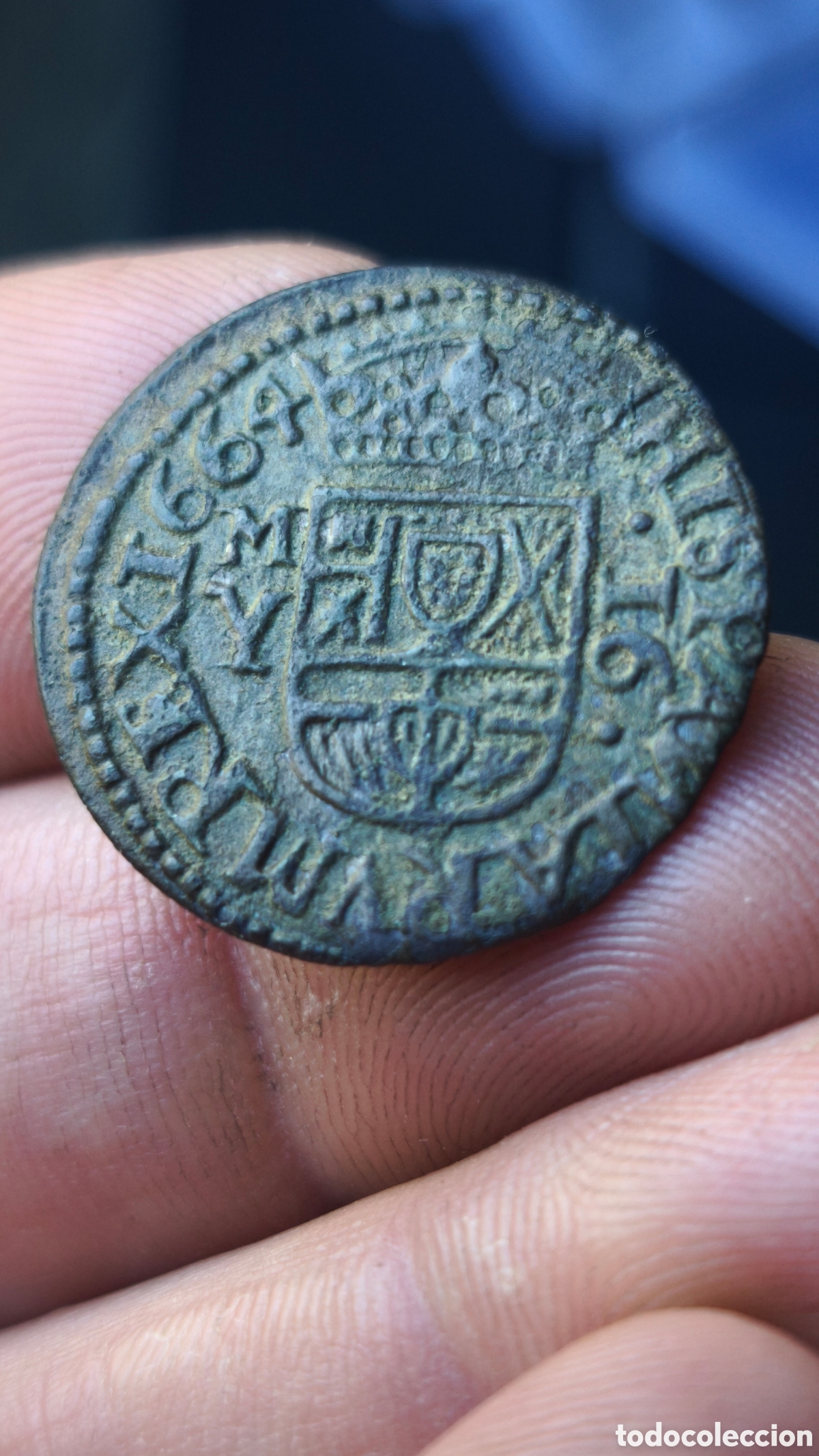 Monedas de Espa&ntilde;a: Felipe IV 1664 16 maravedis Madrid M Y