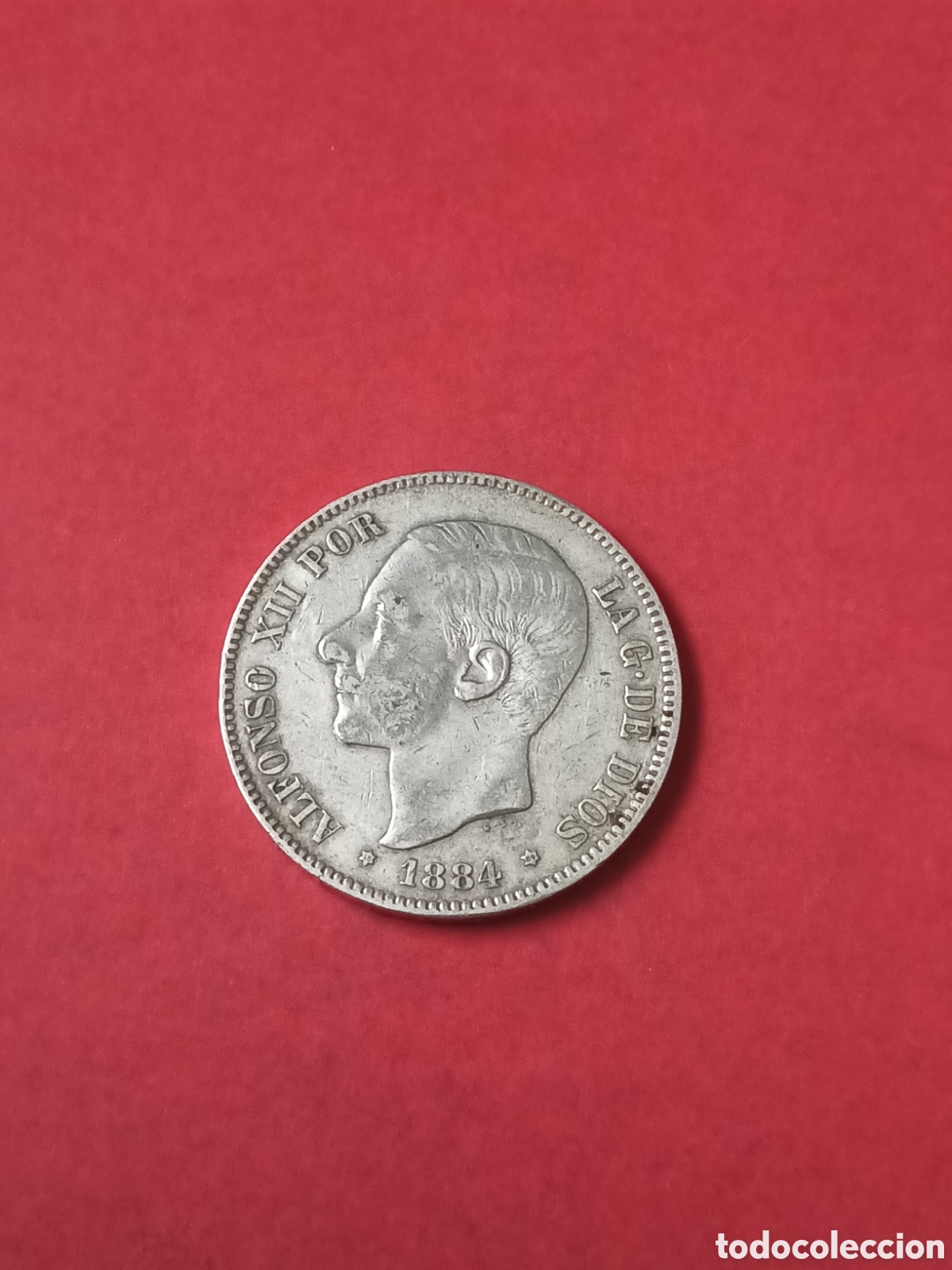 Coins of Spain: 5 PESETAS 1884 PLATA ALFONSO XII