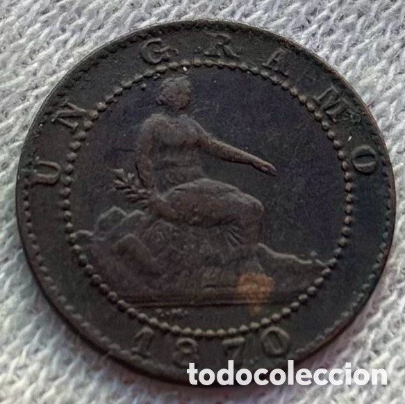 Monedas de Espa&ntilde;a: Moneda 1 C&eacute;ntimo 1870 Gobierno Provisonal. Espa&ntilde;a - Foto 2