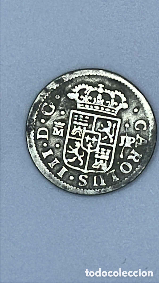 Monedas de Espa&ntilde;a: Medio Real Carlos III 1762 Madrid JP Plata 1/2 Real Moneda Espa&ntilde;ola Silver Coin⁠