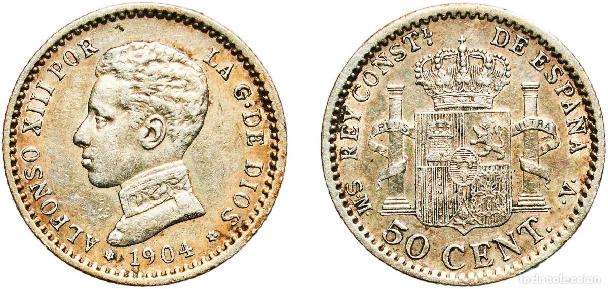 Monedas de Espa&ntilde;a: Spain Kingdom 1904 0-4 SMV 50 Centimos - Alfonso XIII (4th portrait) Silver (.835) Madrid Mint (48