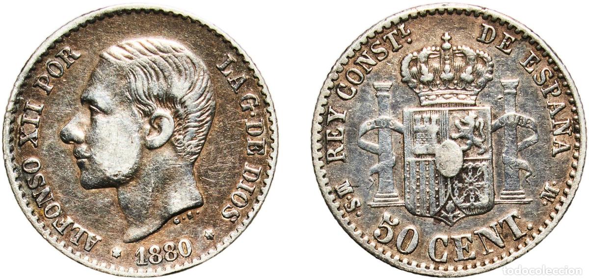Monedas de Espa&ntilde;a: Spain Kingdom 1880 ?-0 MSM 50 Centimos - Alfonso XII Silver (.835) Madrid Mint (2787000) 2.53g VF