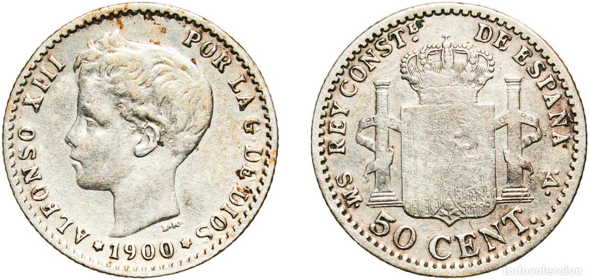 Monedas de Espa&ntilde;a: Spain Kingdom 1900 SMV 50 Centimos - Alfonso XIII (3rd portrait) Silver (.835) Madrid Mint (2128369