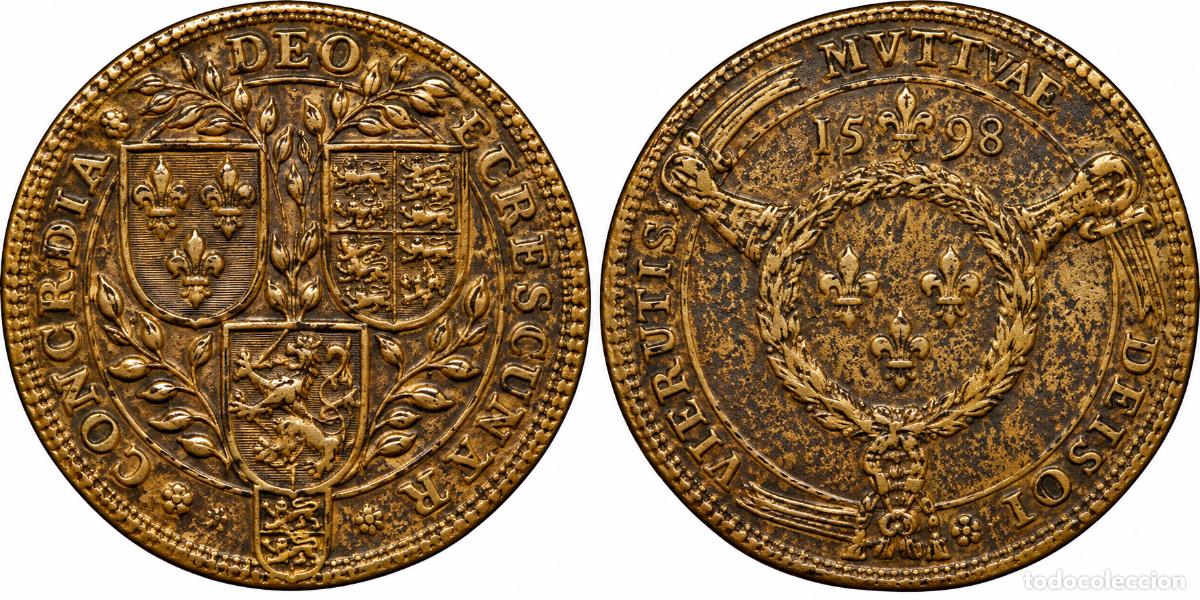 Monedas de Espa&ntilde;a: PA&Iacute;SES BAJOS ESPA&Ntilde;OLES &ndash; FELIPE II &ndash; BRABANTE &ndash; JET&Oacute;N 1598 &ndash; LAT&Oacute;N &ndash; RARO R1