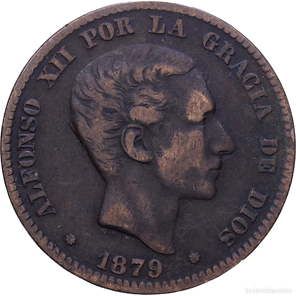 Monedas de Espa&ntilde;a: [#1535147] Espa&ntilde;a, Alfonso XII, 10 Centimos, 1879, Barcelona, Bronce, BC+, KM:675