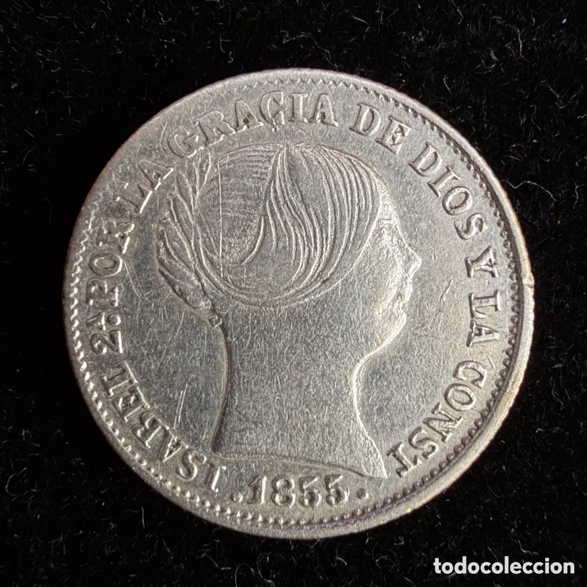 Monedas de Espa&ntilde;a: 1 Real Isabel II 1855 Barcelona plata EBC-
