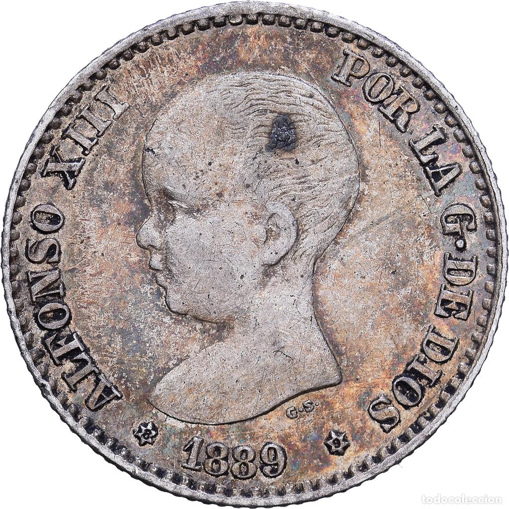 Monedas de Espa&ntilde;a: [#1118165] Espa&ntilde;a, Alfonso XIII, 50 Centimos, 1889, Madrid, Plata, MBC, KM:690