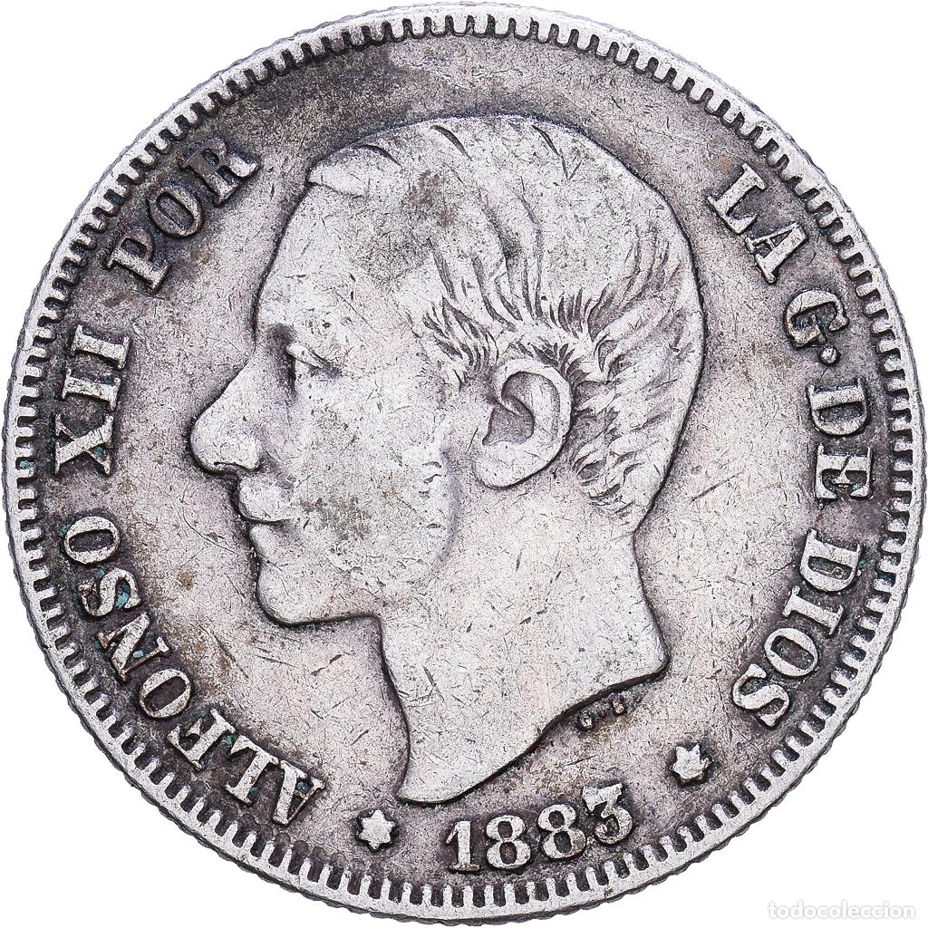 Monedas de Espa&ntilde;a: [#1118222] Espa&ntilde;a, Alfonso XII, 2 Pesetas, 1883, Madrid, Plata, MBC, KM:678.2