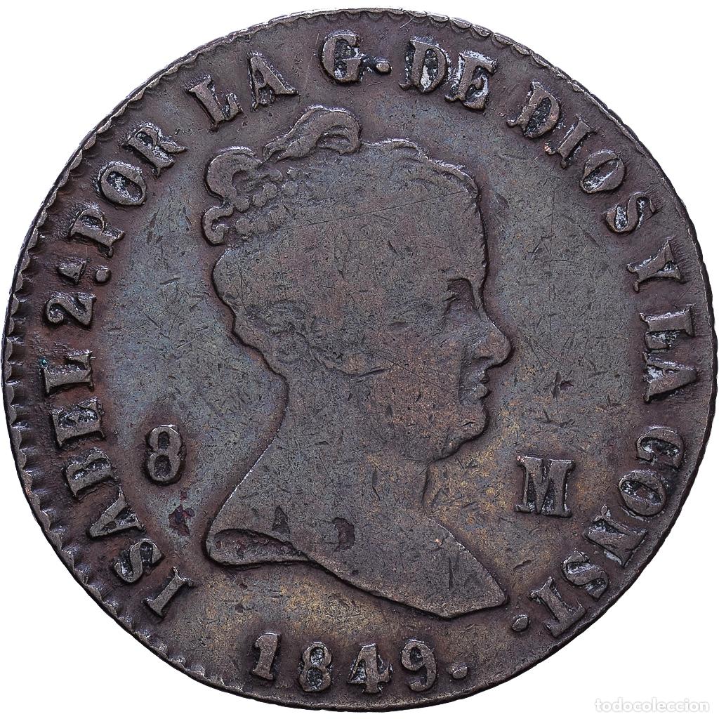Monedas de Espa&ntilde;a: [#1535149] Espa&ntilde;a, Isabel II, 8 Maravedis, 1849, Jubia, Cobre, BC+, KM:531.2