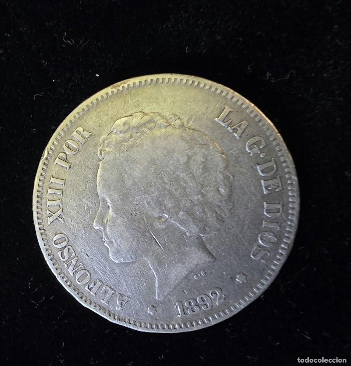 Monedas de Espa&ntilde;a: Moneda 5 Pesetas Plata 1892 (Duro Alfonso XIII)