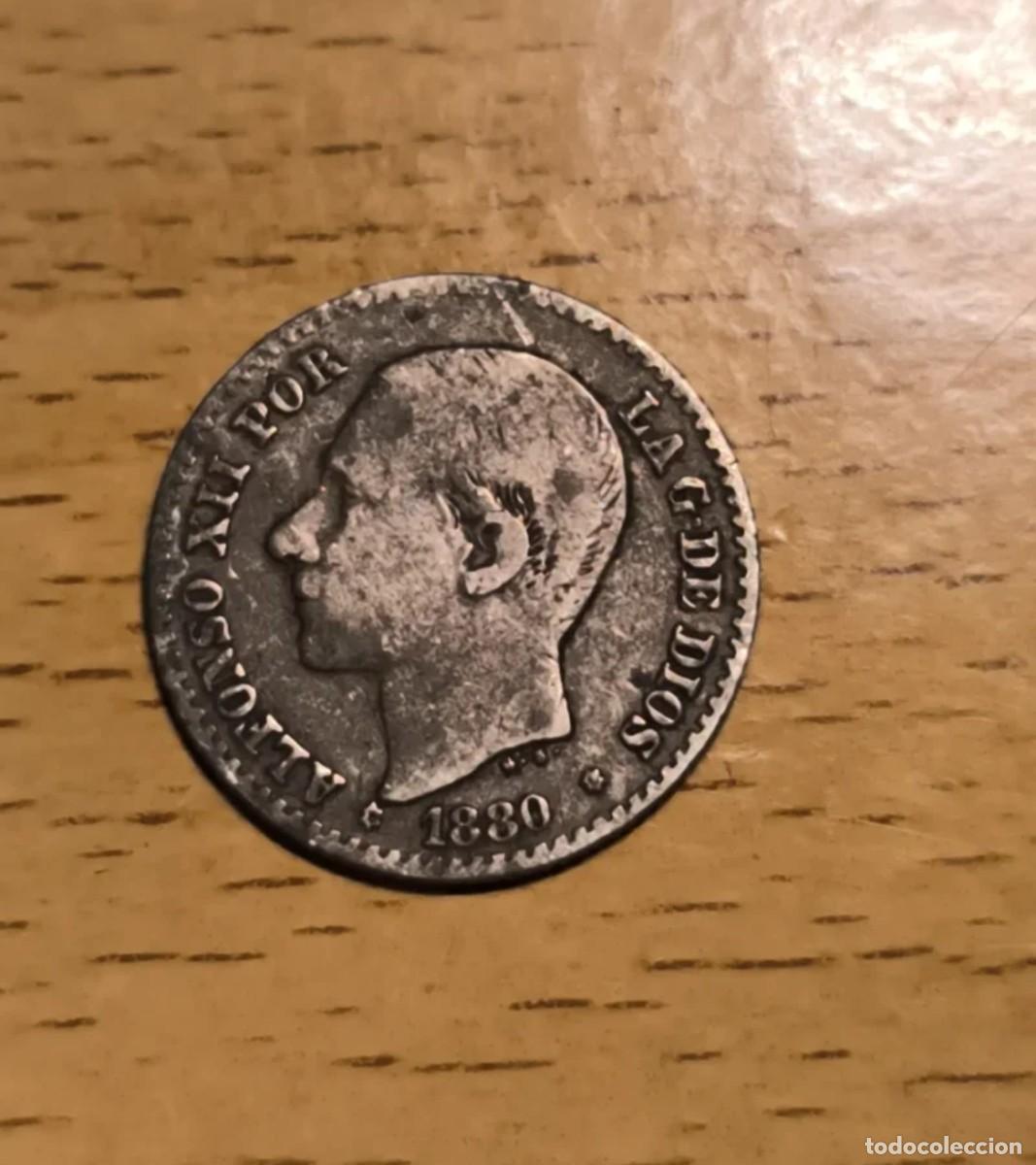Monedas de Espa&ntilde;a: Moneda 50 C&eacute;ntimos Alfonso XIII 1880Moneda de 50 c&eacute;ntimos de Alfonso XIII acu&ntilde;ada en 1880. - Presen