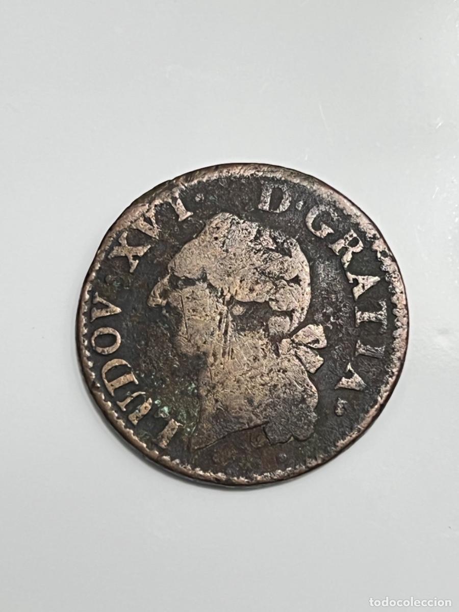 Monedas de Espa&ntilde;a: Antigua Moneda NAVARRA FRANCIA LUIS XVI 1785 cinco c&eacute;ntimos lote 3
