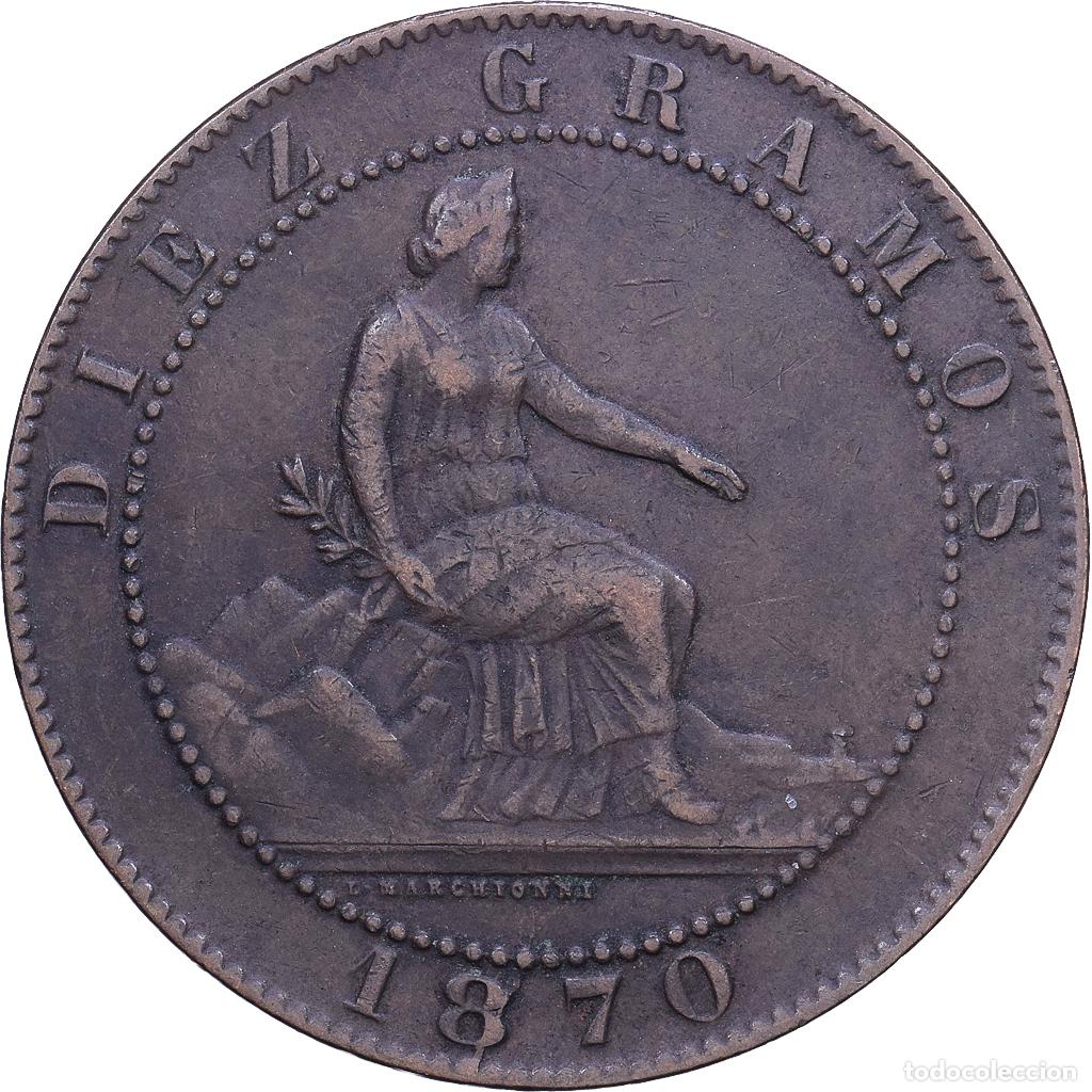 Monedas de Espa&ntilde;a: [#1530776] Espa&ntilde;a, Provisional Government, 10 Centimos, 1870, Madrid, Cobre, BC+, KM:663
