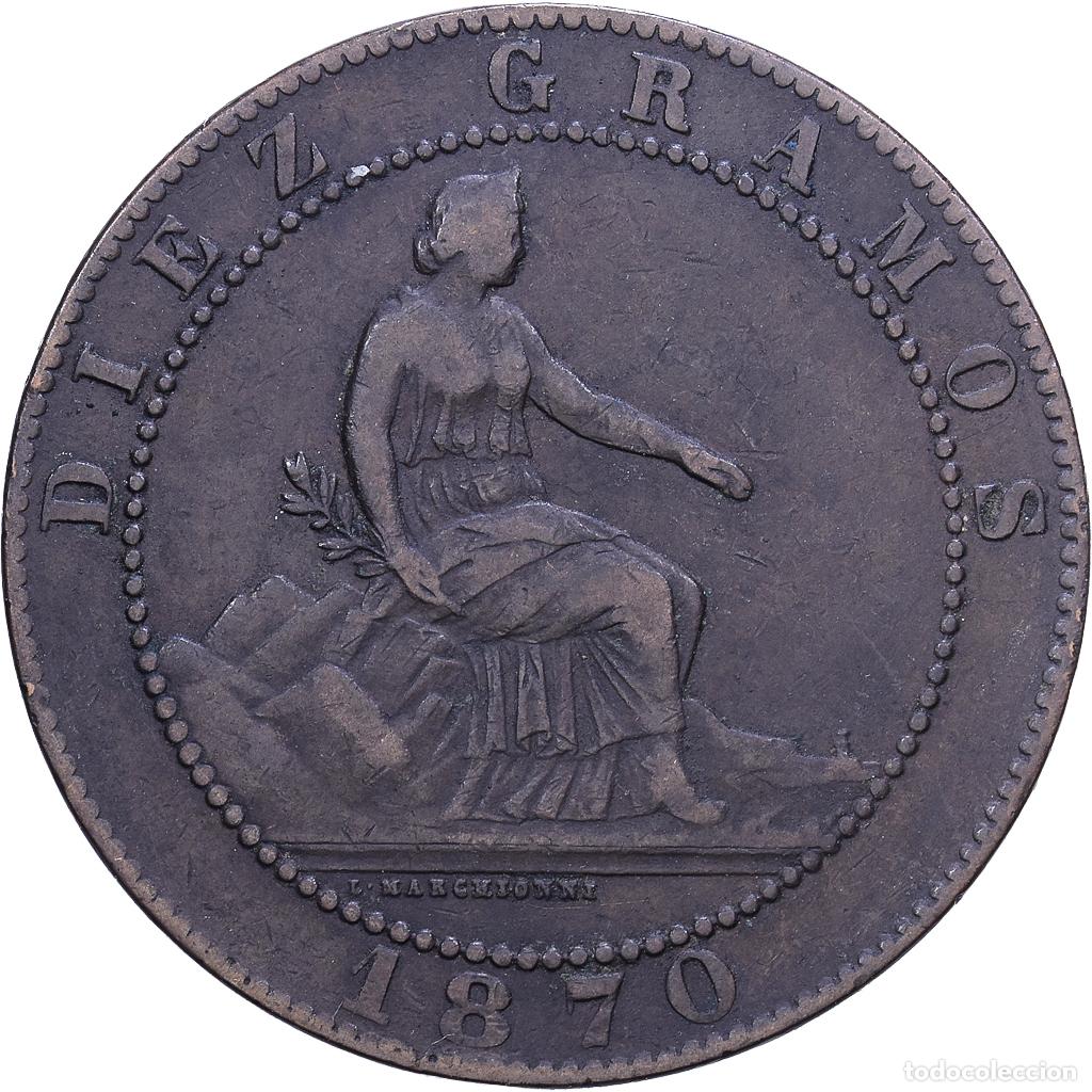 Monedas de Espa&ntilde;a: [#1531016] Espa&ntilde;a, Provisional Government, 10 Centimos, 1870, Madrid, Cobre, BC+, KM:663