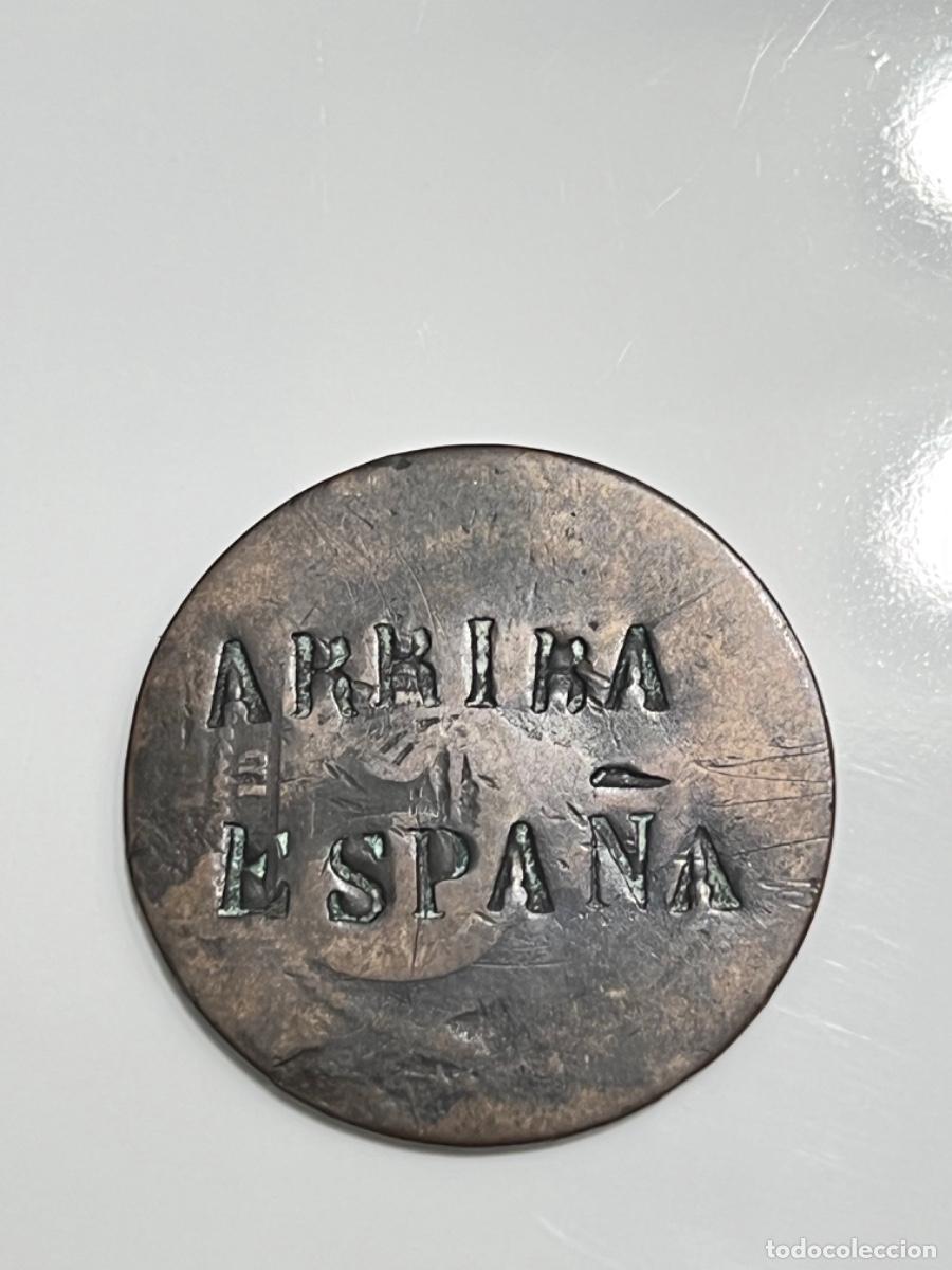 Monedas de Espa&ntilde;a: Antigua moneda ARRIBA ESPA&Ntilde;A manipulada ver fotos lote 23