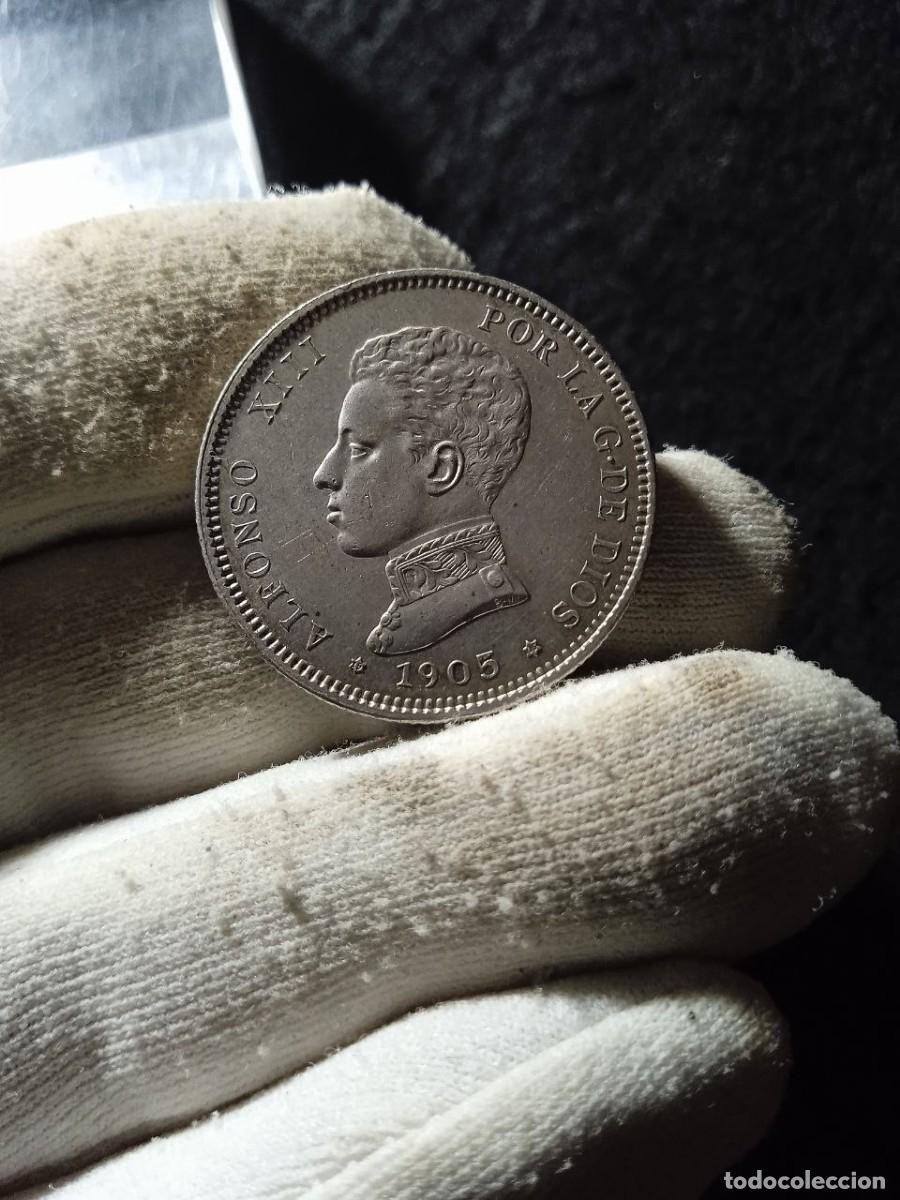 Monedas de Espa&ntilde;a: Muy bonita moneda de Alfonso XIII,2 pesetas FECHA 1905 *05*