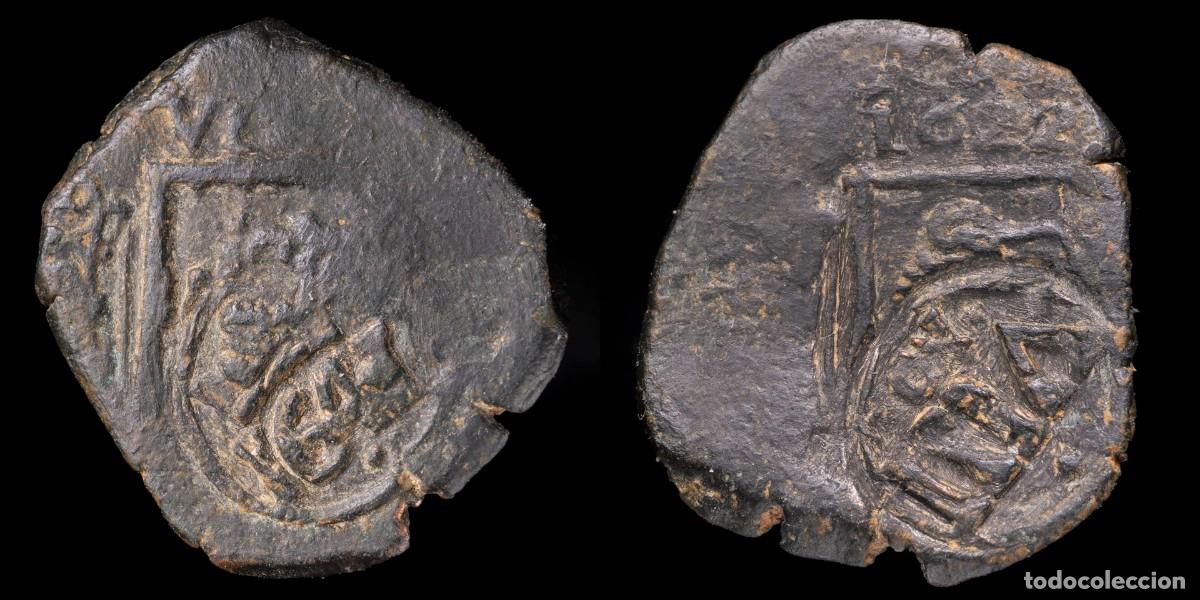 Monedas de Espa&ntilde;a: 1642, 8 Maravedis Philips IV Resello, Madrid Mint - 22 mm / 4,56 gr.During the 17th century, Kings P