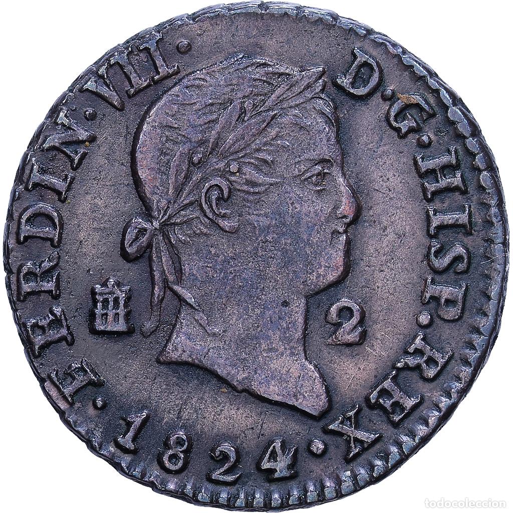 Monedas de Espa&ntilde;a: [#1548036] Espa&ntilde;a, Fernando VII, 2 Maravedis, 1824, Segovia, Cobre, MBC, KM:487.1