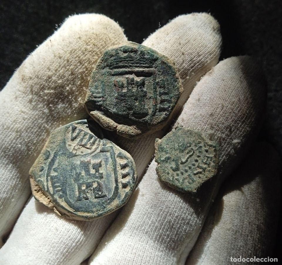 M&uuml;nzen von Spanien: Lote de 3 monedas de los austrias, Ceca Valladolid