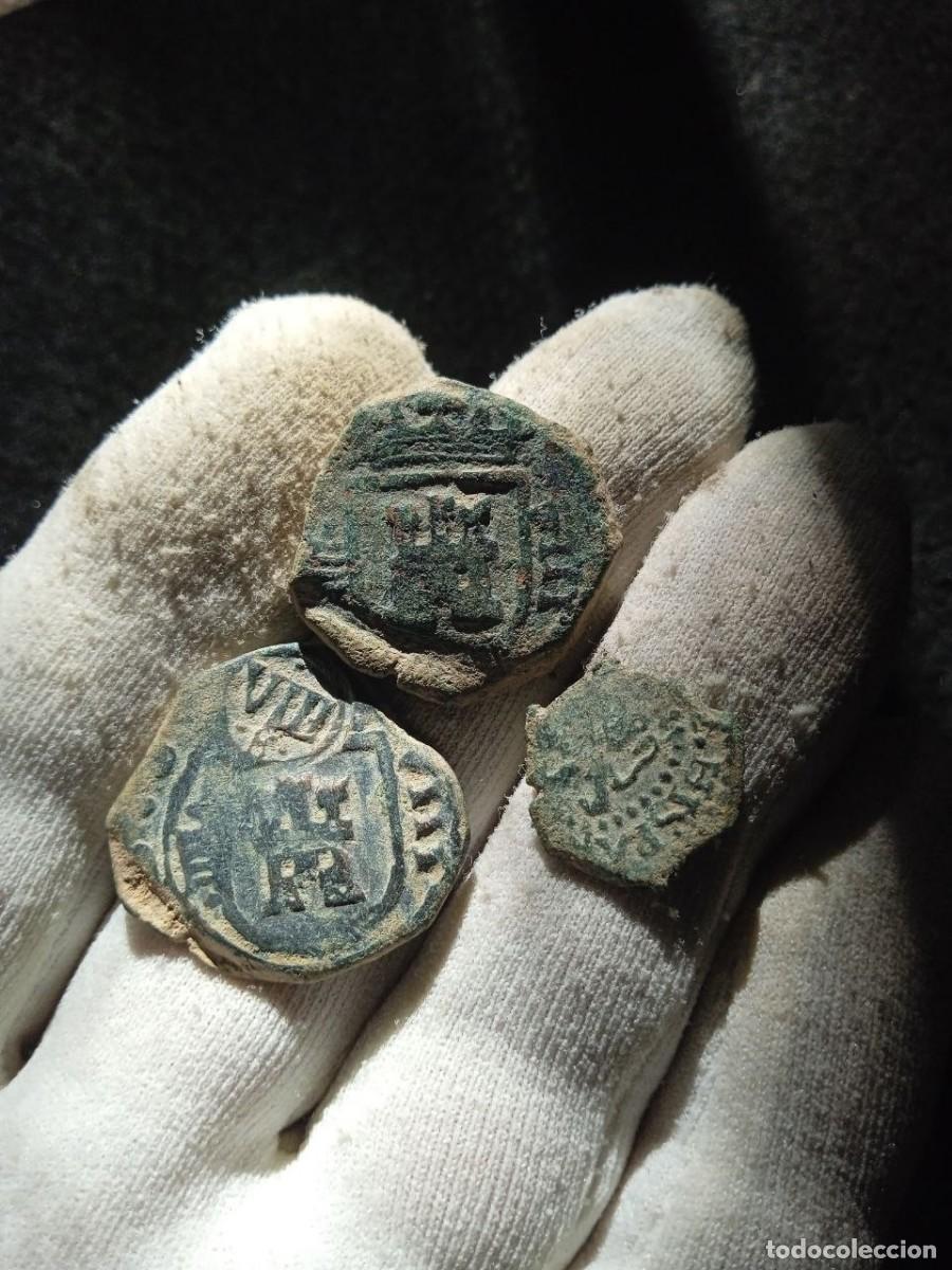 Monedas de Espa&ntilde;a: Lote de 3 monedas de los austrias, Ceca Valladolid - Foto 2