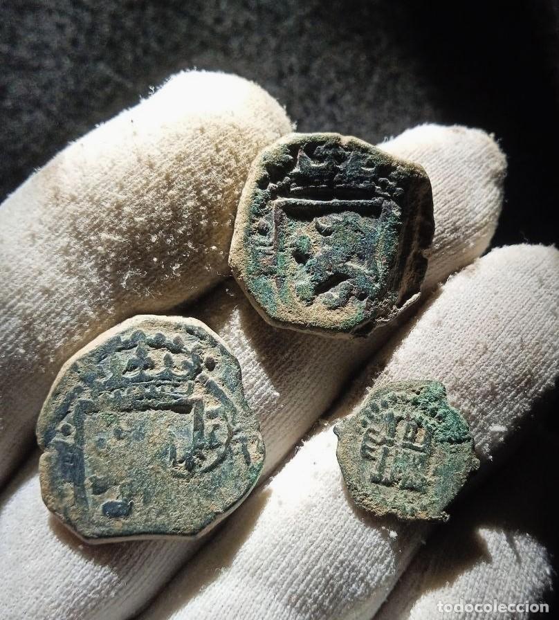 Monedas de Espa&ntilde;a: Lote de 3 monedas de los austrias, Ceca Valladolid - Foto 3