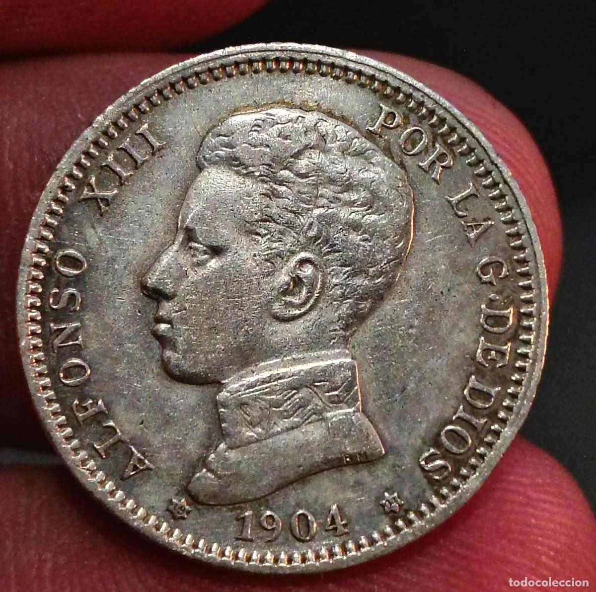 Monedas de Espa&ntilde;a: XS- Alfonso XIII 1 Peseta 1904 *19-04 EMBC+