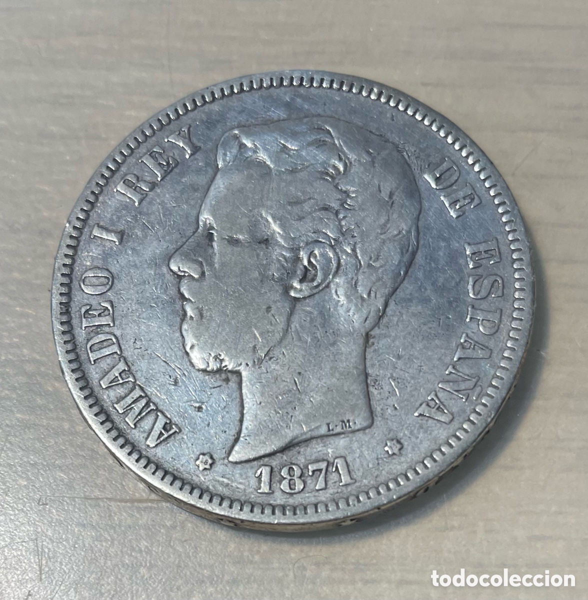 Monedas de Espa&ntilde;a: Moneda 5 Pesetas 1871 Amadeo I de Saboya - Plata 900 - Estrella 18-71