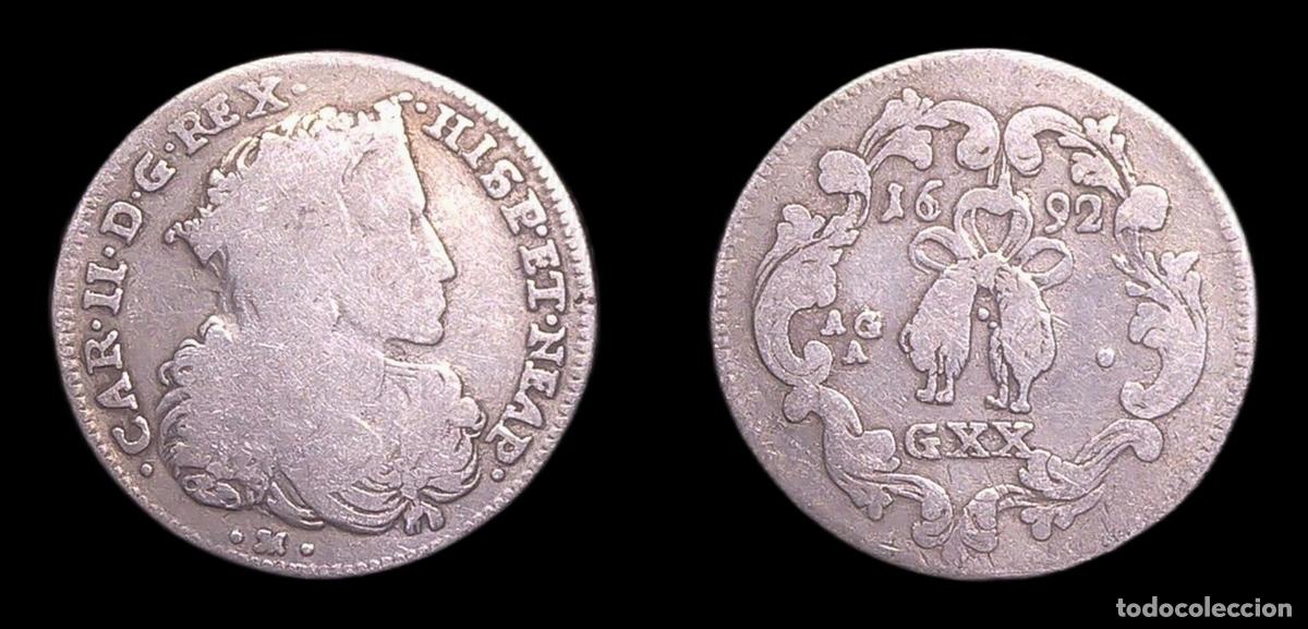 Monedas de Espa&ntilde;a: IMPERIO ESPA&Ntilde;OL NAPOLES CARLOS II 1 TARI 1692 BC/BC+ PLATA