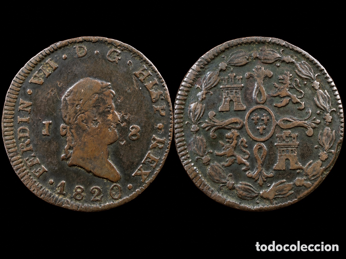 Monedas de Espa&ntilde;a: 8 maraved&iacute;s Fernando VII 1820 Jubia.