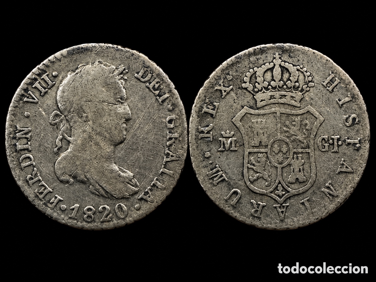 Monedas de Espa&ntilde;a: 1/2 real Fernando VII 1820 Madrid.