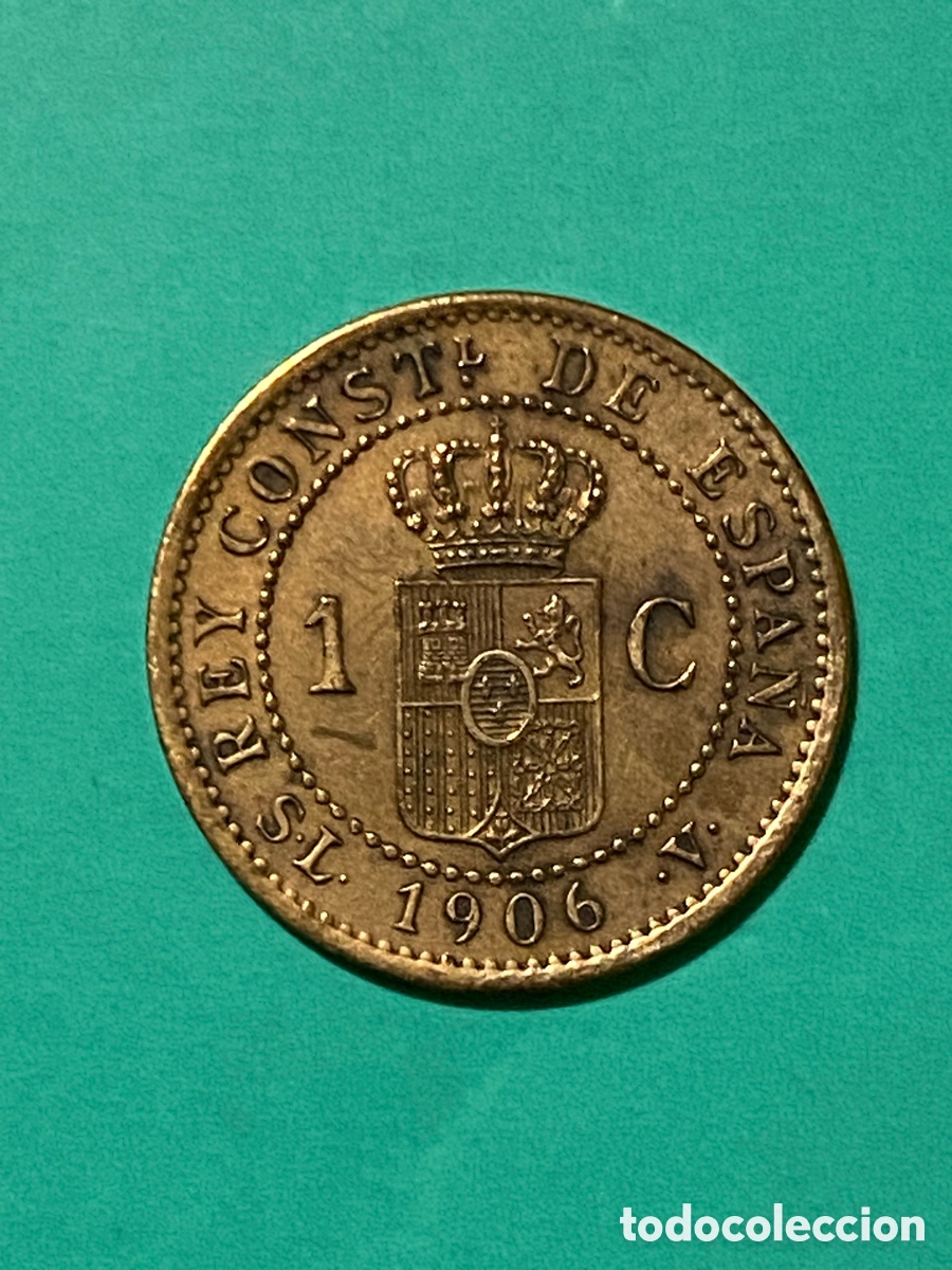 Monedas de Espa&ntilde;a: 1 centimo Alfonso XIII 1906 * 6 SLV - Foto 2
