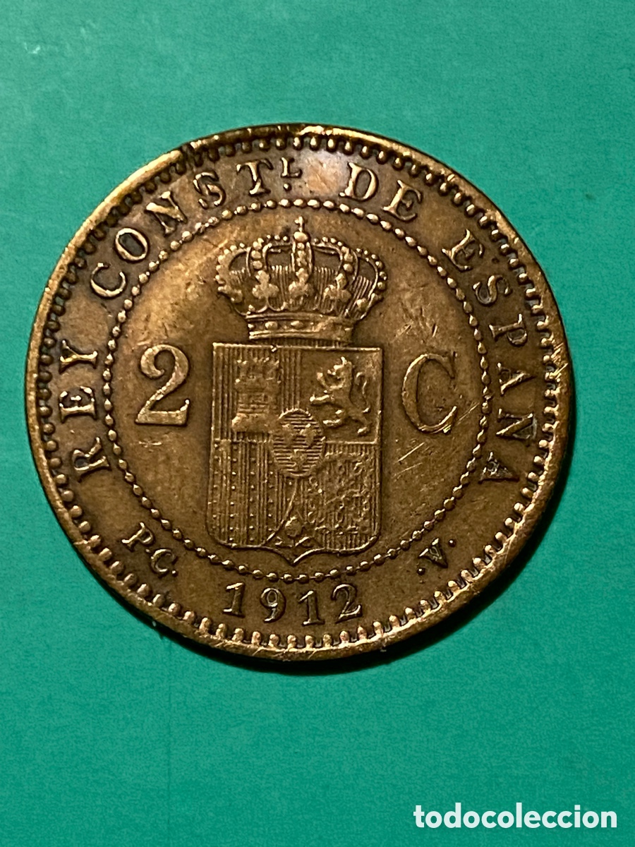 Monedas de Espa&ntilde;a: ALFONSO XIII 2 CENTIMOS 1912 * 12 - Foto 2