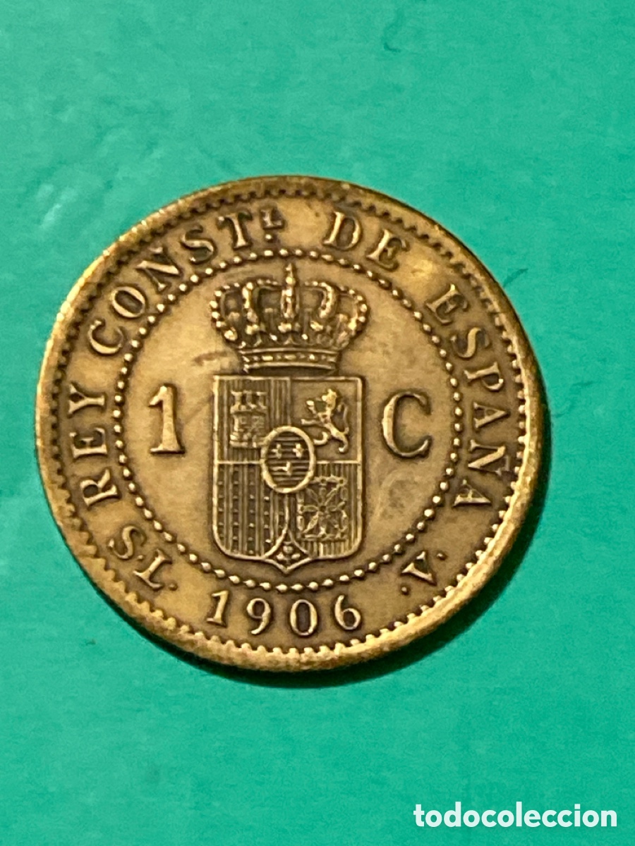 Monedas de Espa&ntilde;a: ALGOBDO XIII 1 CENTIMOS 1906 * 6 - Foto 2