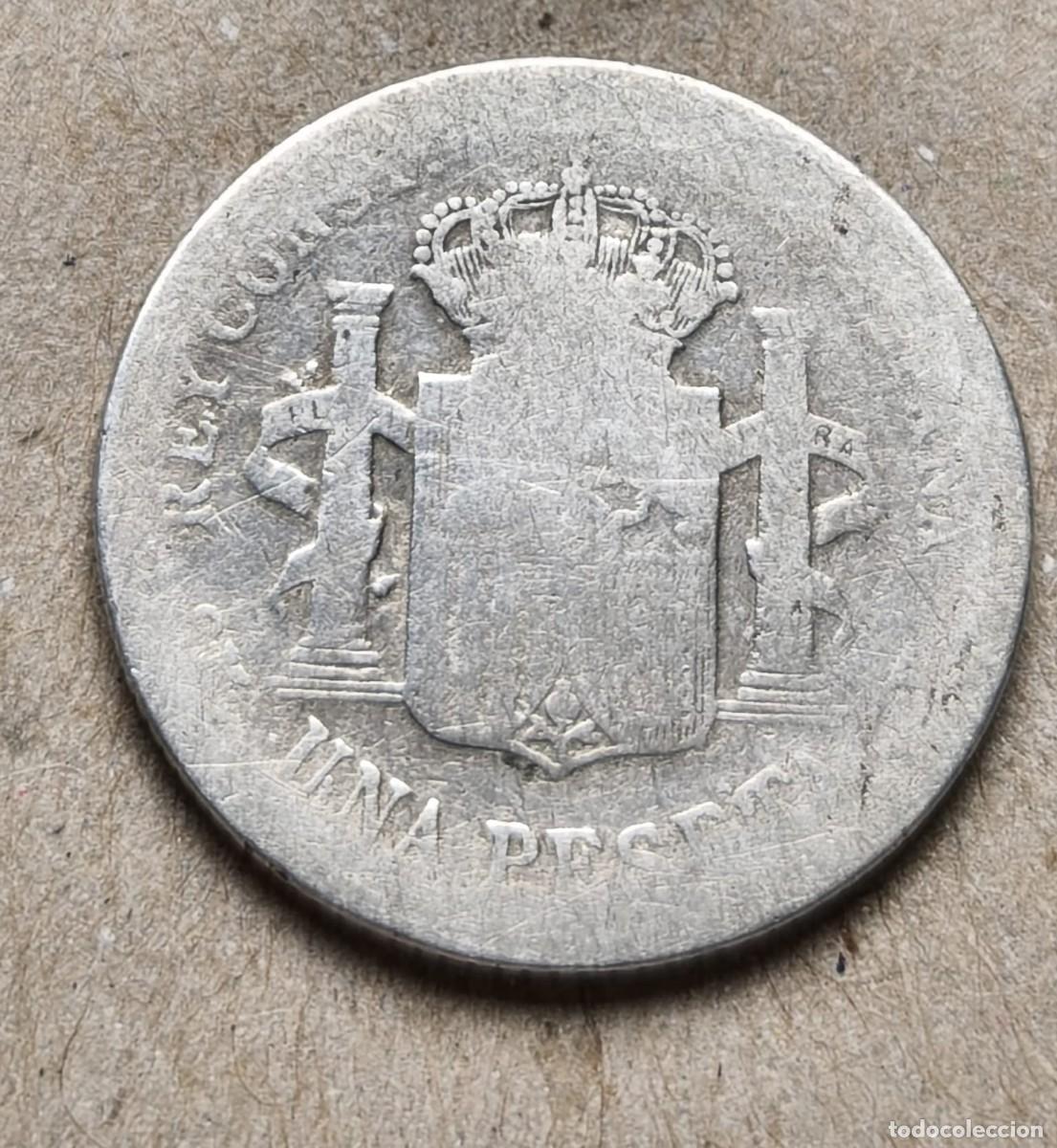 Monedas de Espa&ntilde;a: Moneda de plata antigua 1902, 1 pta, Alfonso XIII, tup&eacute;