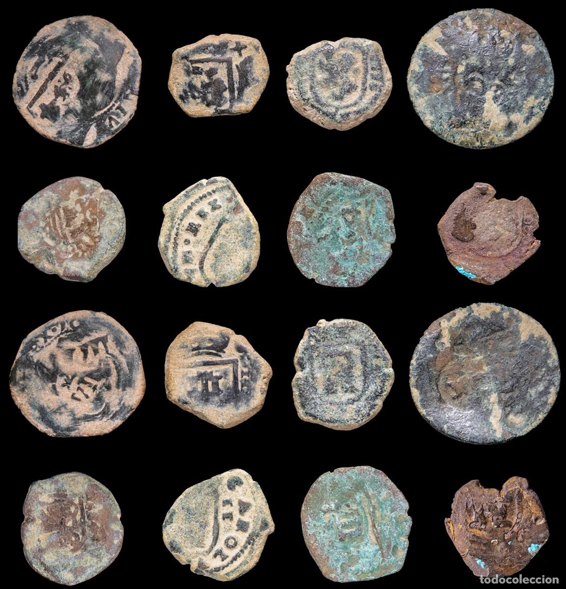Monedas de Espa&ntilde;a: 17th-Century Spanish Copper Counterstamps (Spanish Cob), 8 Coins Lot