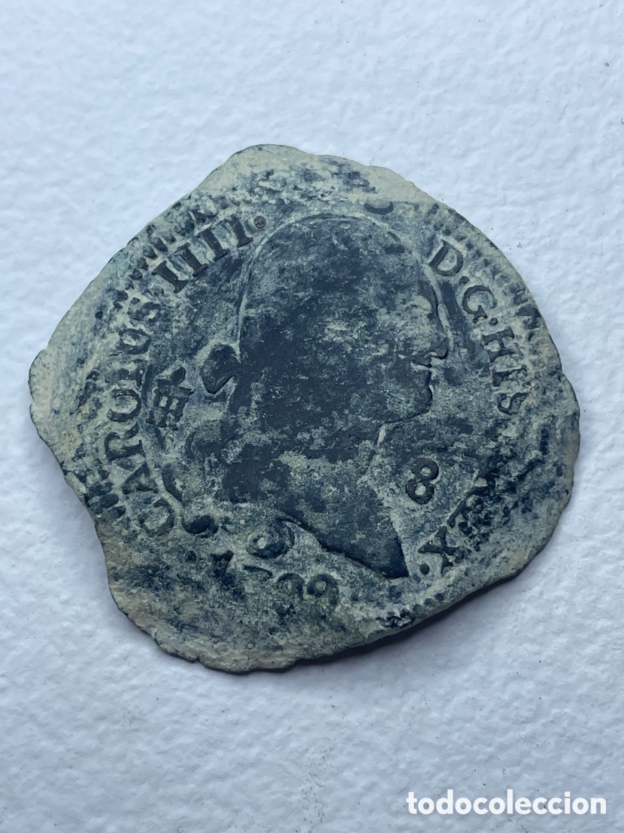 Monedas de Espa&ntilde;a: Carlos IV - 8 Maraved&iacute;s 1799 Segovia (Acueducto) - Cospel Irregular de F&aacute;brica 12g