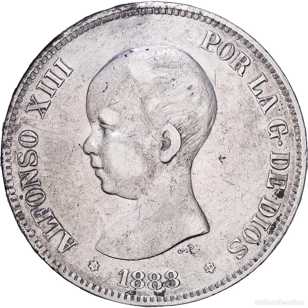 Monedas de Espa&ntilde;a: [#1118361] Espa&ntilde;a, Alfonso XIII, 5 Pesetas, 1888, Madrid, Plata, BC+, KM:689