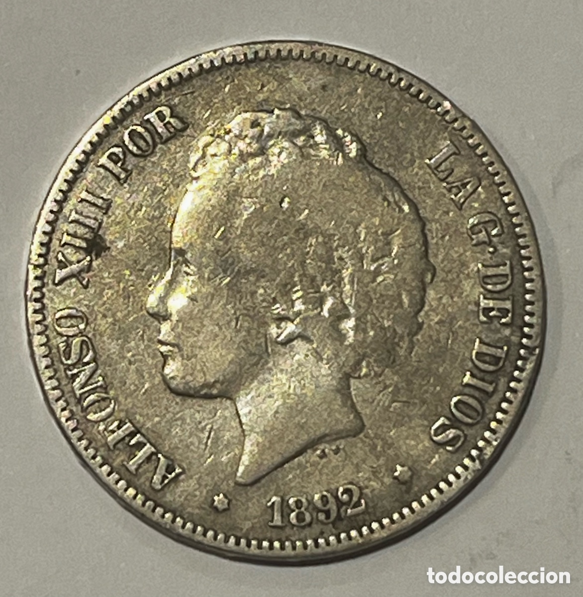 Monedas de Espa&ntilde;a: MONEDA 5 PESETAS ALFONSO XIII, 1892, PGM - PLATA