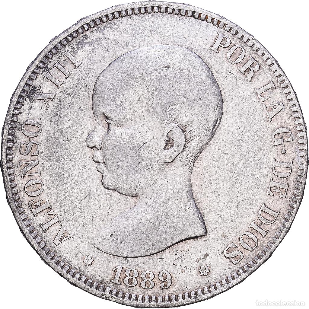 Monedas de Espa&ntilde;a: [#1118359] Espa&ntilde;a, Alfonso XIII, 5 Pesetas, 1889, Madrid, Plata, BC+, KM:689