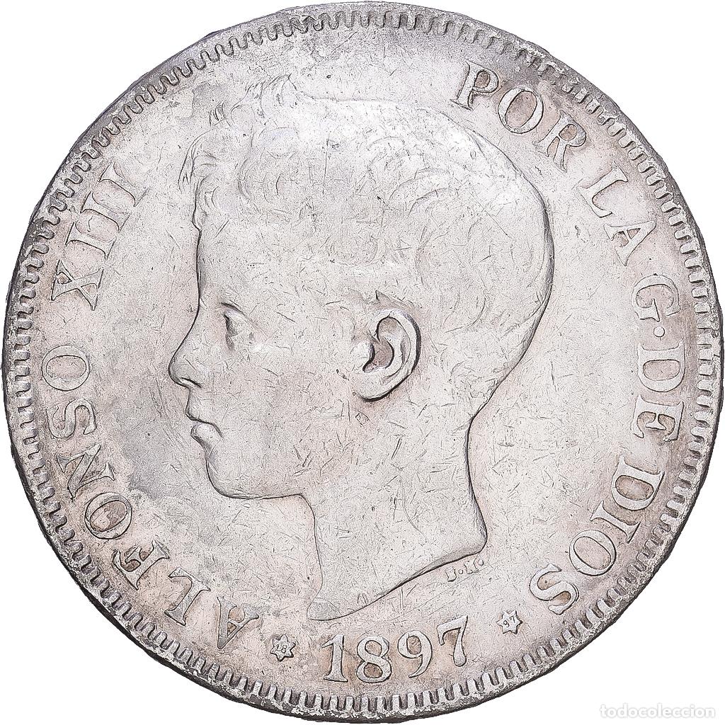 Monedas de Espa&ntilde;a: [#1118364] Moneda, Espa&ntilde;a, Alfonso XIII, 5 Pesetas, 1897, Valencia, EBC, Plata, KM:707