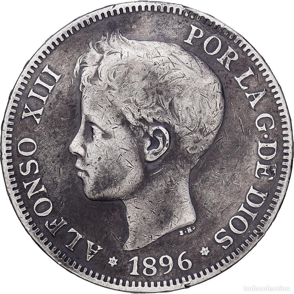Monedas de Espa&ntilde;a: [#1118363] Espa&ntilde;a, Alfonso XIII, 5 Pesetas, 1896 (98), Valencia, Plata, BC+, KM:707