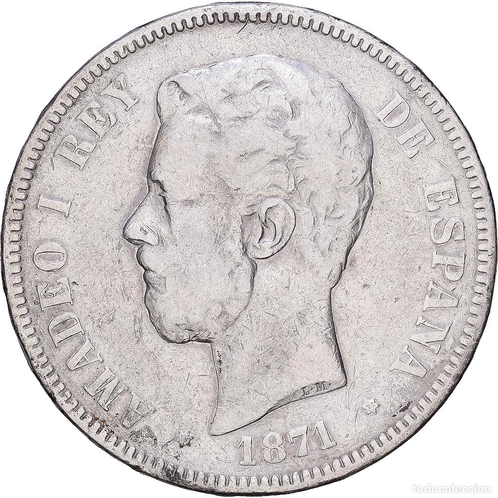 Monedas de Espa&ntilde;a: [#1118365] Espa&ntilde;a, Amadeo I, 5 Pesetas, 1871, Plata, BC+, KM:666