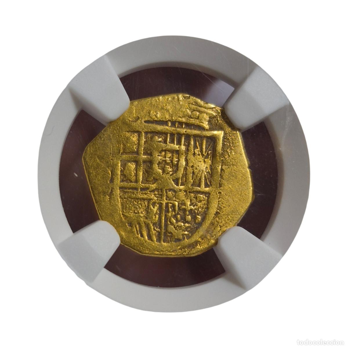 Monedas de Espa&ntilde;a: NT/ FELIPE III 1 ESCUDO ORO SEVILLA ENCAPSULADA POR NGC GOLD COB SLABBED (E1598)