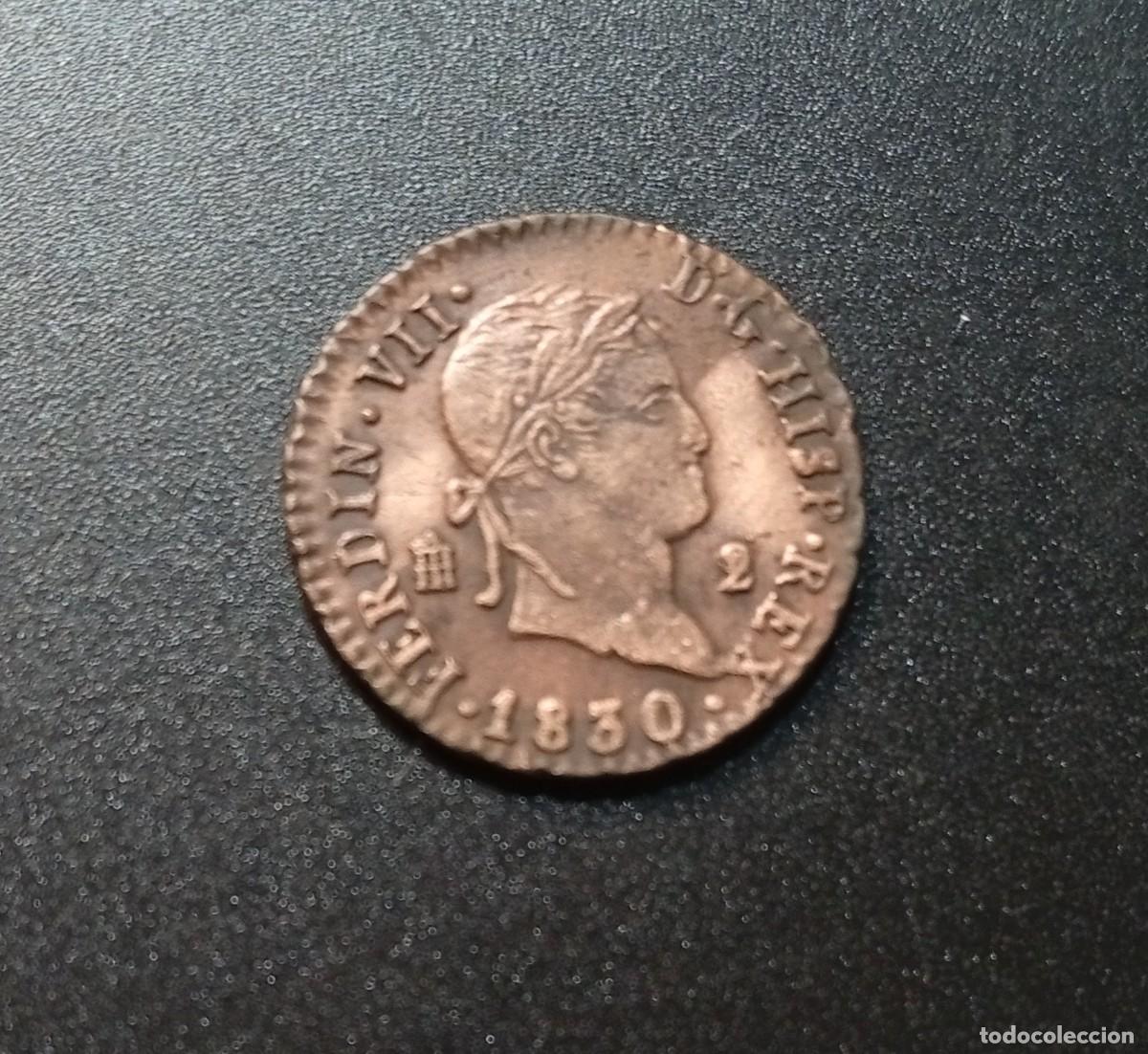 Monedas de Espa&ntilde;a: ESPA&Ntilde;A 2 MARAVED&Iacute;ES 1830 FERNANDO VII KM#487 MBC+.