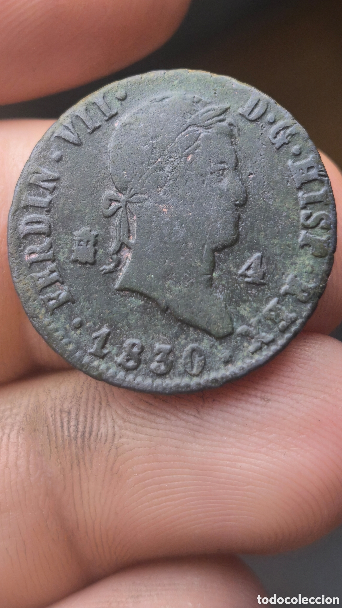 Monedas de Espa&ntilde;a: Fernando VII 1830 4 maravedis Segovia