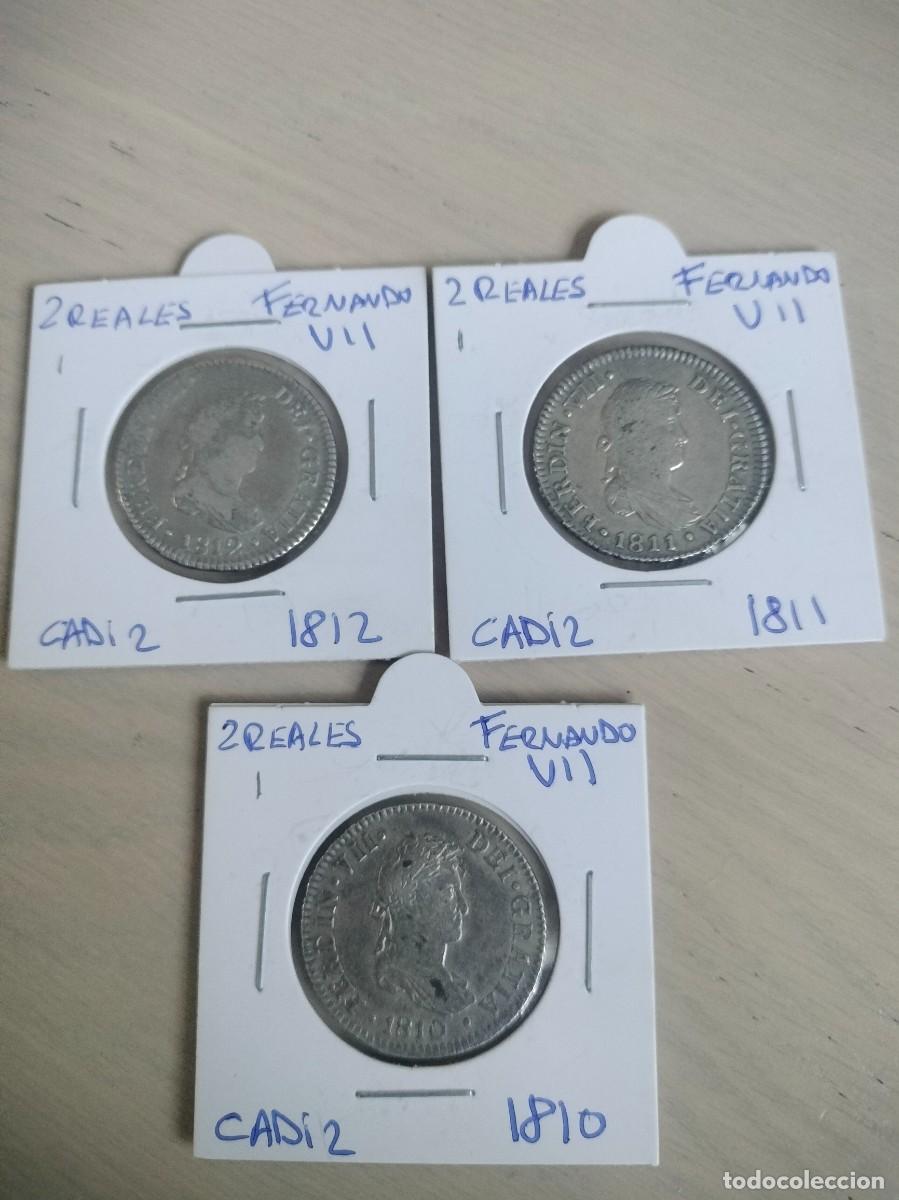 Monedas de Espa&ntilde;a: Lote 2 Reales Fernando VII - Ceca de C&aacute;diz (1810, 1811 y 1812) - Plata